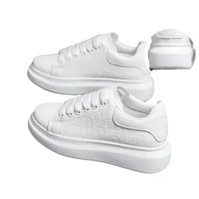 Women's Fashion Platform Sneakers – Casual White Flats with Thick Sole, Breathable Vulcanized Shoes for Spring & Autumn