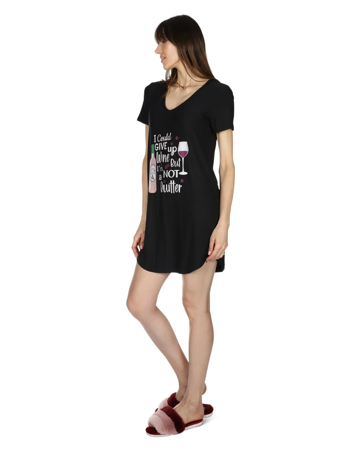 Women's I Could Give Up Wine But I'm Not A Quitter V-Neck Sleepshirt